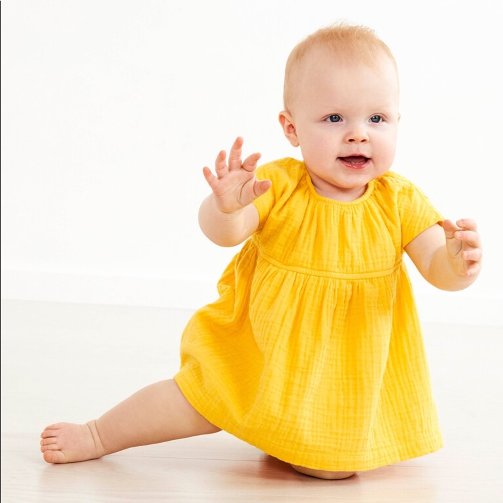 Hanna Andersson Bubbly Woven Dress Set (Yellow)